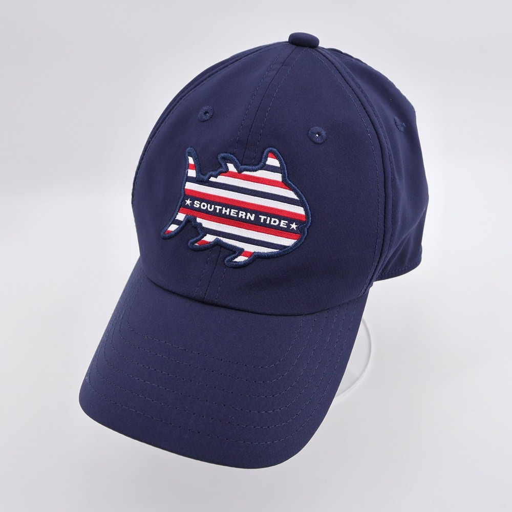 Southern Tide Skipjack Stripe Patch Snapback Hat Navy‎ Mens OSFA